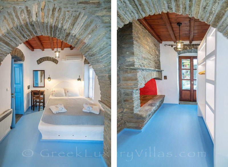 bedroom of traditional villa on Tinos