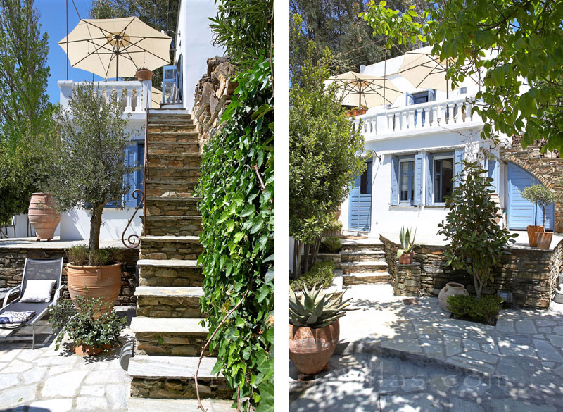 garden access of exclusive traditional villa on Tinos