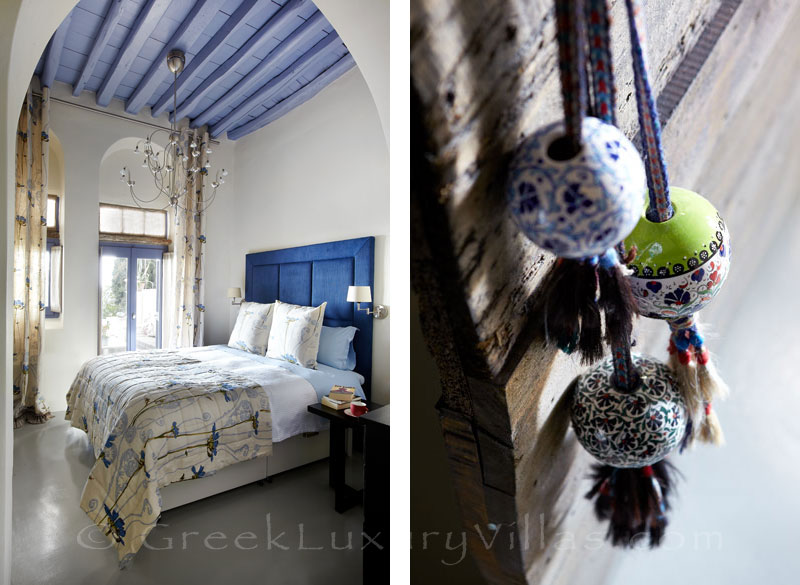 Bedroom of exclusive traditional villa on Tinos