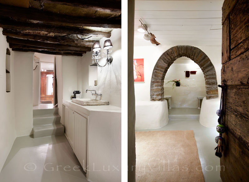 Bathroom detail of traditional villa on Tinos