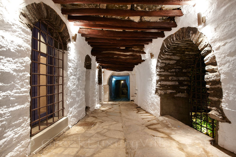 Tinos exclusive traditional villa corridor