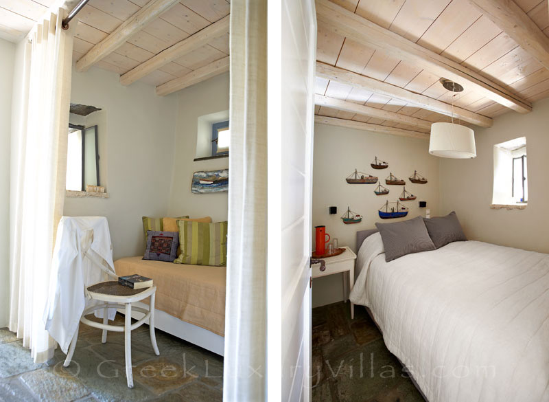 bedroom of exclusive traditional villa on Tinos