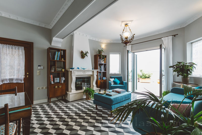 Exclusive living room in a villa with a pool in Zakynthos