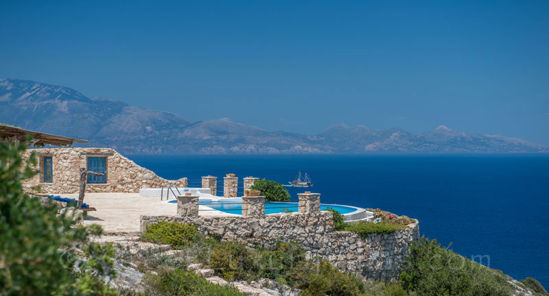 The seafront villa with a pool in Zakynthos